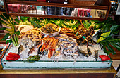 A rich selection of fresh fish invites you to the Ristorante Florida Venezia, Venice, Italy, Europe