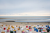Beach chairs on the main beach, Borkum Island, Lower Saxony, Germany