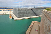 Jetty at MuCem (Museum of European and Mediterranean Civilizations) and promenade at Fort Saint-Jean, Marseille, Bouches-du-Rhone, Provence-Alpes-Cote d'Azur, France