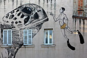 Graffiti im Stadtteil Noailles, Marseille, Bouches-du-Rhone, Provence-Alpes-Cote d'Azur, Frankreich