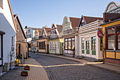 Historical captain&#39;s houses in the old town of Warnemünde.