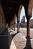 View towards the Basilica from Piazza Sordello, Doge&#39;s Palace, Mantua, Mantova, Lombardy, Italy, Europe