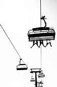 Skiers, chair lift, Compatsch, Alpe di Siusi, South Tyrol, Alto Adige, Italy
