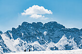 Wanderer, Gebirgspanorama, Compatsch, Seiser Alm, Südtirol, Alto Adige, Italien