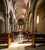 Inside the church of Notre-Dame de Lérins Abbey, Saint-Honorat island, French Riviera, France