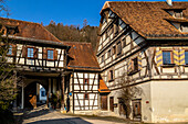 Historical building, monastery courtyard in Blaubeuren, Alp-Donau district, Swabian Alp, Baden-Wuerttemberg, Germany, Europe