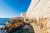 City walls and sea in Dubrovnik, Croatia
