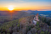 Sunset at Drachenfels castle ruins near Busenberg, Dahn, Palatinate Forest, Wasgau, Rhineland-Palatinate, Germany