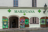 Marijuana shop on Charles Bridge, Prague, Czech Republic