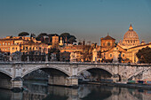 View of Ponte Vittorio Emanuele II and St. Peter's Basilica, Rome, Lazio, Italy, Europe