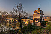 Fussgängerbrücke, Milvische Brücke, Rom, Latium, Italien, Europa