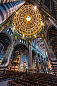 View of Dome of Santa Maria Assunta Cathedral from inside, Siena, Tuscany, Italy, Europe