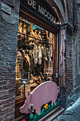 Wurst und Fleischwaren in Geschäft in der Altstadt, Siena, Toskana, Italien, Europa