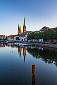 View of the St. Petri and St. Marien Church in Lübeck. Schleswig-Holstein, Germany, Europe