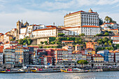 Cais de Ribeira waterfront promenade and historic old town of Porto, Portugal