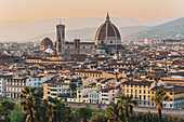 View of Cathedral, skyline, Florence city panorama from Piazzale Michelangelo, Tuscany, Italy, Europe