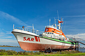 Sea Rescue Museum with rescue cruiser, Burgstaaken, Fehmarn Island, Schleswig-Holstein, Germany
