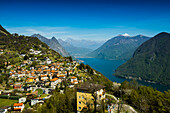 View of Brè, Monte Brè, Lugano, Lake Lugano, Lago di Lugano, Ticino, Switzerland