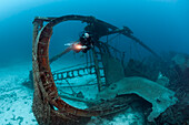 Divers at the Fortunal Wreck, Vis Island, Mediterranean Sea, Croatia