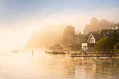 Herbststimmung, Nebel am Starnberger See, Seeshaupt, Deutschland
