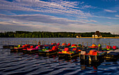 Pedal boats on the Möhnesee near the Möhnetalsperre, Möhnesee municipality, Soest district, North Rhine-Westphalia, Germany