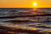 Morning sun on the beach at Kellenhusen, Baltic Sea, Ostholstein, Schleswig-Holstein, Germany