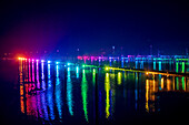 Glowing Marina, illumination of lights in the marina of Heiligenhafen, Baltic Sea, Ostholstein, Schleswig-Holstein, Germany