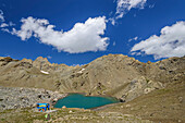 Biwak Bivacco Barenghi am Lago Vallonasso, Chambeyron-Gruppe, Val Maira, Cottische Alpen, Piemont, Italien