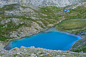 Lac Premier und Refuge de Chambeyron, Chambeyron-Gruppe, Alp-de-Haute-Provence, Cottische Alpen, Frankreich