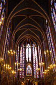 Interior of the Upper Chapel of the Sainte Chapelle,Ile de la Cite, Paris, Ile-de-France, France