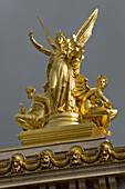 Gold Harmony roof sculpture by Charles Gumery on top of the Paris Opera, Paris