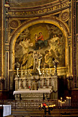 The altar and Interior of Saint Eustache church, Paris, France