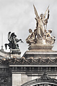 Liberty roof sculpture by Charles Gumery and facade,Opera Garnier,Paris, France