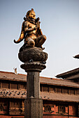 Statue in front of Taleju Temple (Patan Museum), Durbar Square, Patan, Lalitpur, Nepal, Himalayas, Asia