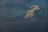 Blick von Sarangkot hin zum Annapurna Massiv, Pokhara, Kaski, Nepal, Himalaya, Asien