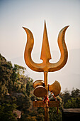 Hinduistisches religiöses Symbol am Gorkha Palast, Nepal, Himalaya, Asien