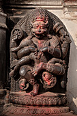 religiöse Skulptur am Königspalast, Bhaktapur, Lalitpur, Kathmandu Tal, Nepal, Himalaya, Asien, UNESCO Weltkulturerbe