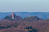 Blick vom Martinsturm in den Pfälzer Wald. Klingenmünster, Kreis Südliche Weinstrasse, Rheinland-Pfalz, Deutschland, Europa