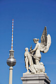 Alex TV tower, sculpture, angel, Berlin Mitte