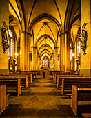 View of the interior of Paderborn Cathedral, Paderborn, North Rhine-Westphalia, Germany