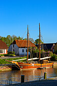 Old wooden ship in the harbour, Toenning, Eiderstedt peninsula, North Friesland, North Sea coast, Schleswig Holstein, Germany, Europe
