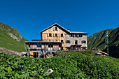 Kemptner Hütte, Fernwanderweg E5, Alpenüberquerung, Oberstdorf, Bayern, Deutschland