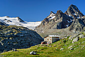 Rifugio Deffeyes hut with Grand Assaly, Rutor Group, Graian Alps, Aosta, Italy