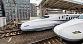 japan; train; shinkansen; bullet train; fast train; travel; railway; transportation;