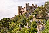 The historic castle of the World Heritage site of Obidos with a walkable city wall, Portugal