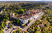 Aerial view of the historically significant UNESCO World Heritage site Convento de Cristo in Tomar, Portugal