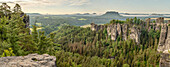 Panorama of the Kleine Gans South view of the Bastei Bridge, Saxony, Germany