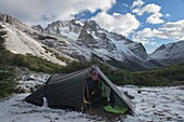 Alpencamp im Reservat Cerro Castillo, Aysen, Patagonien, Chile.