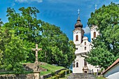 Tihany Abbey was built between 1740 and 1754 in Baroque style. Already in the year 1055 the Benedictine abbey Tihany was founded,Tihany,Komitat Veszprem,Central Transdanubia,Hungary,Europe.