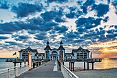 The Sellin Pier is a pier at the Baltic Sea. The pier is 394 meters long. It was inaugurated in 1998,Sellin,Ruegen Island,County Vorpommern-Ruegen,Mecklenburg-Western Pomerania,Germany,Europe.